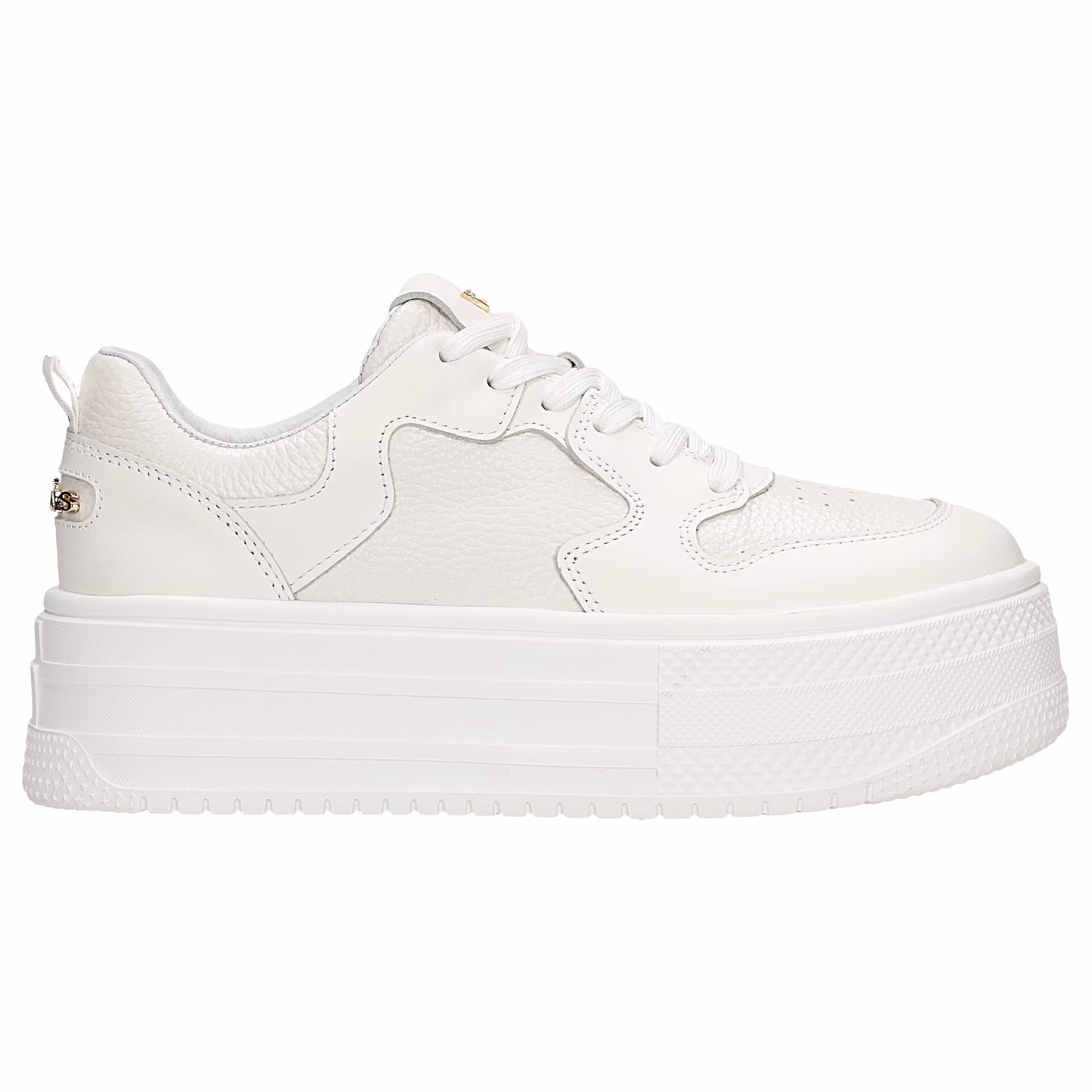 Białe skórzane sneakersy na wysokiej platformie