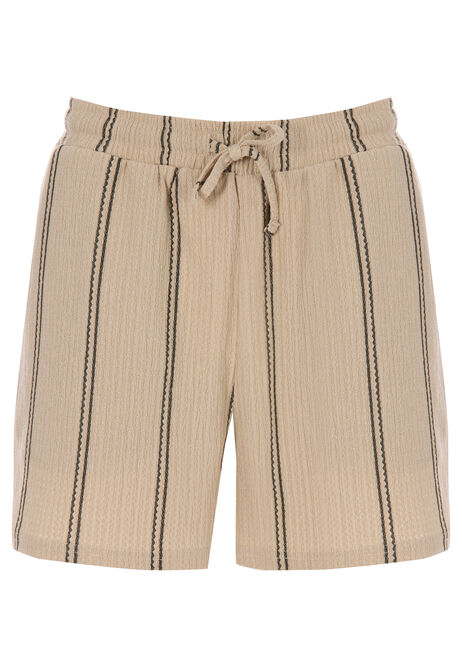 Womens Cream Stripe Textured Shorts
