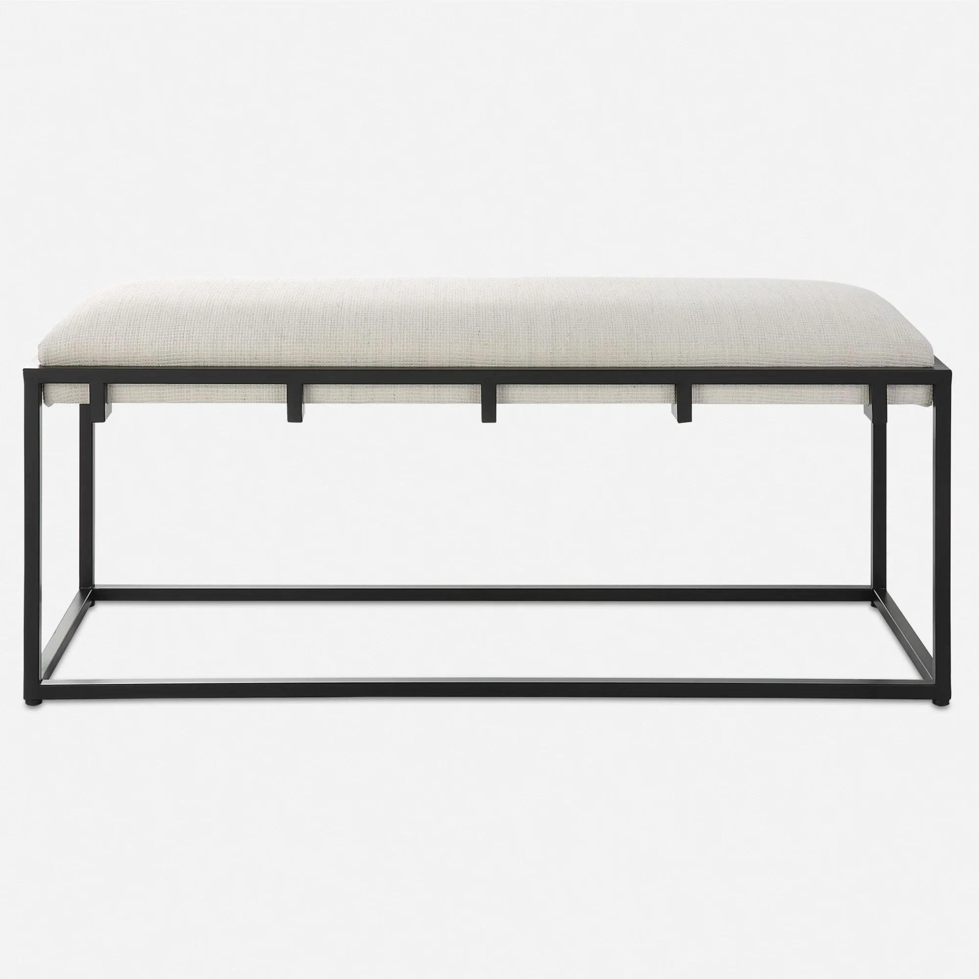 Upholstered Iron Bench - 47 - Black and White