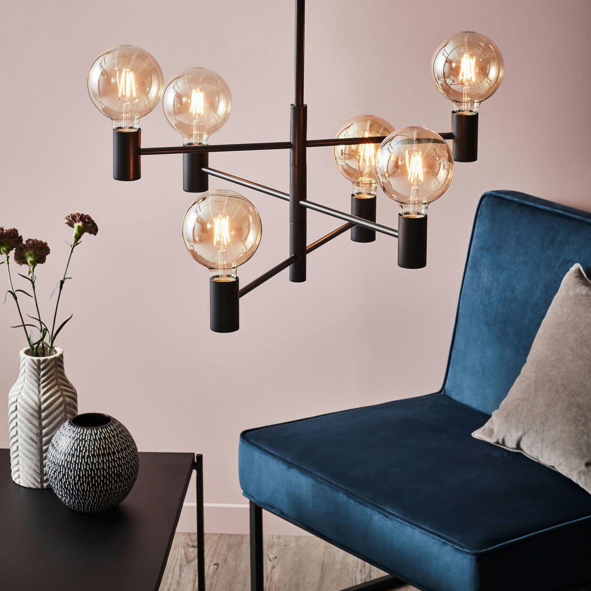 CAPITAL - Suspension noire 6 lumières
