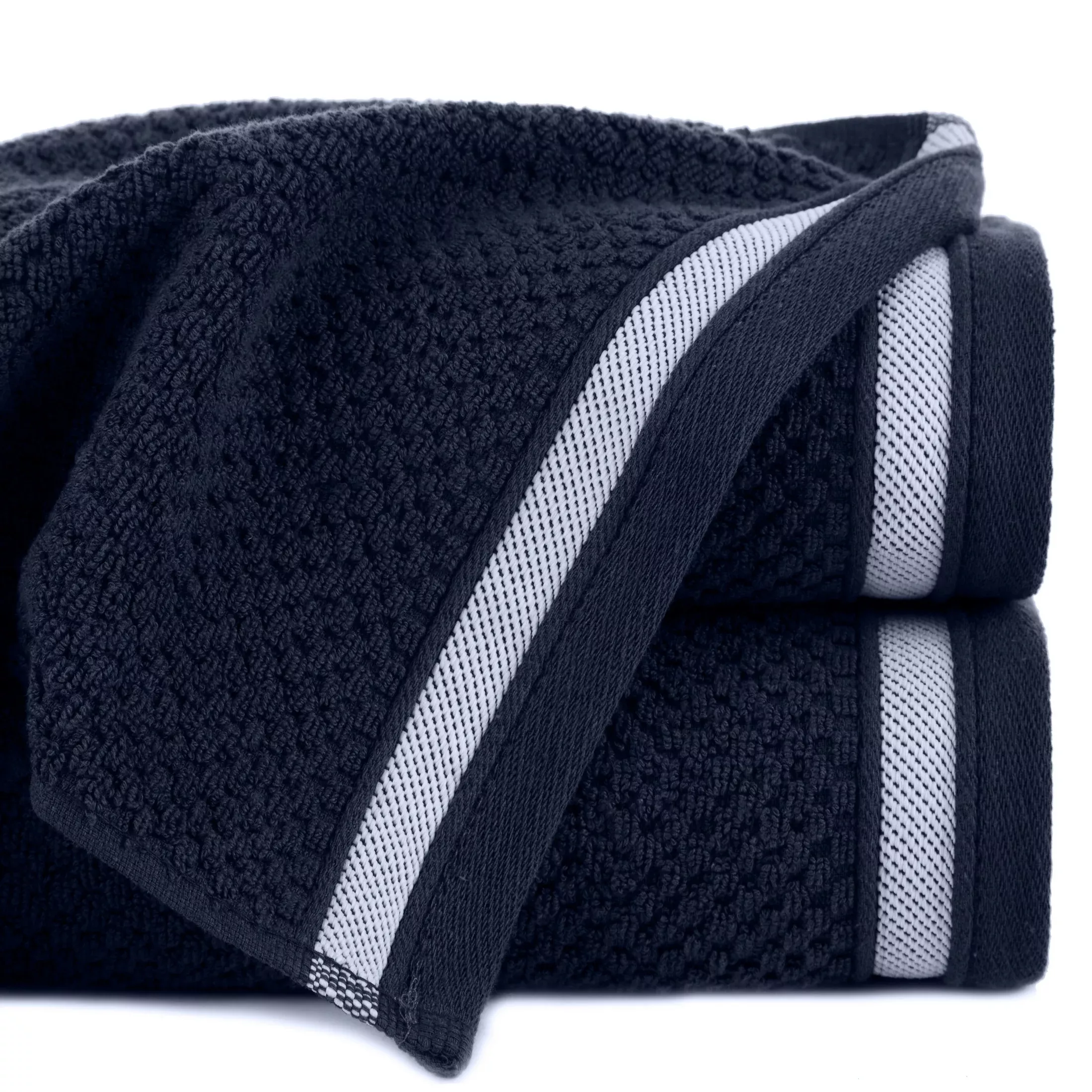 Ręcznik do rąk 30x50 cm bawełniany kolor granatowy w pasy 500 g/m2 MADLEN