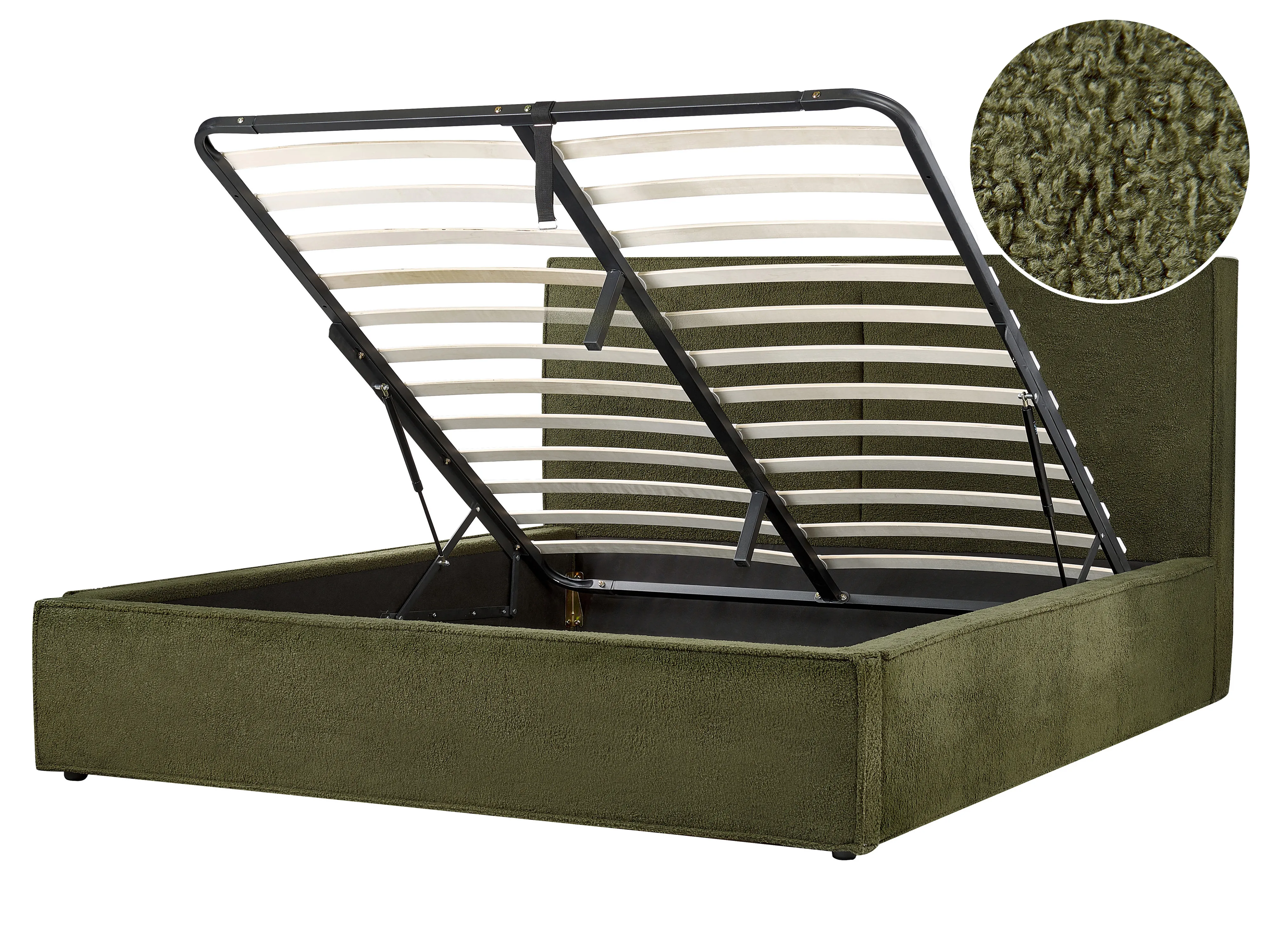 Ottoman Bed Boucle MOISSAC 160 x 200 cm (EU King Size) Dark Green
