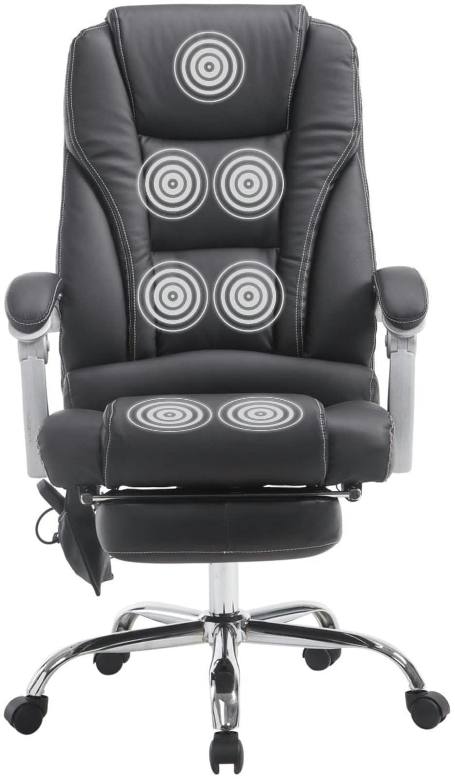 PACIFIC - Chaise de bureau massant et réglable en similicuir Noir