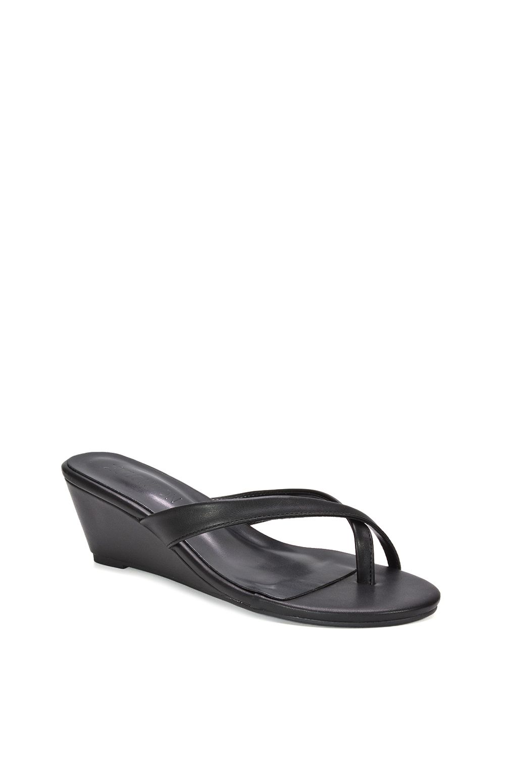XY London Rosa' Mid Wedge Heel Sandal Mules With Toe Post