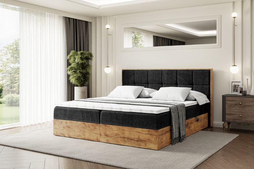 Łóżko kontynentalne z pojemnikiem i materacem H3 LOLLI7 - 120x200cm