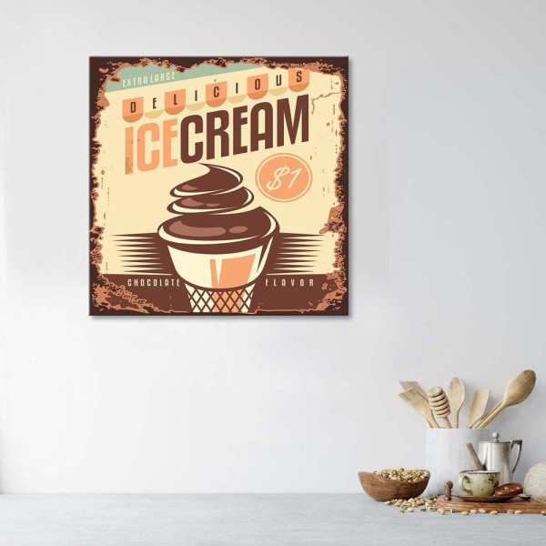 Feeby Obraz na płótnie Retro szyld lodziarnia 30x30