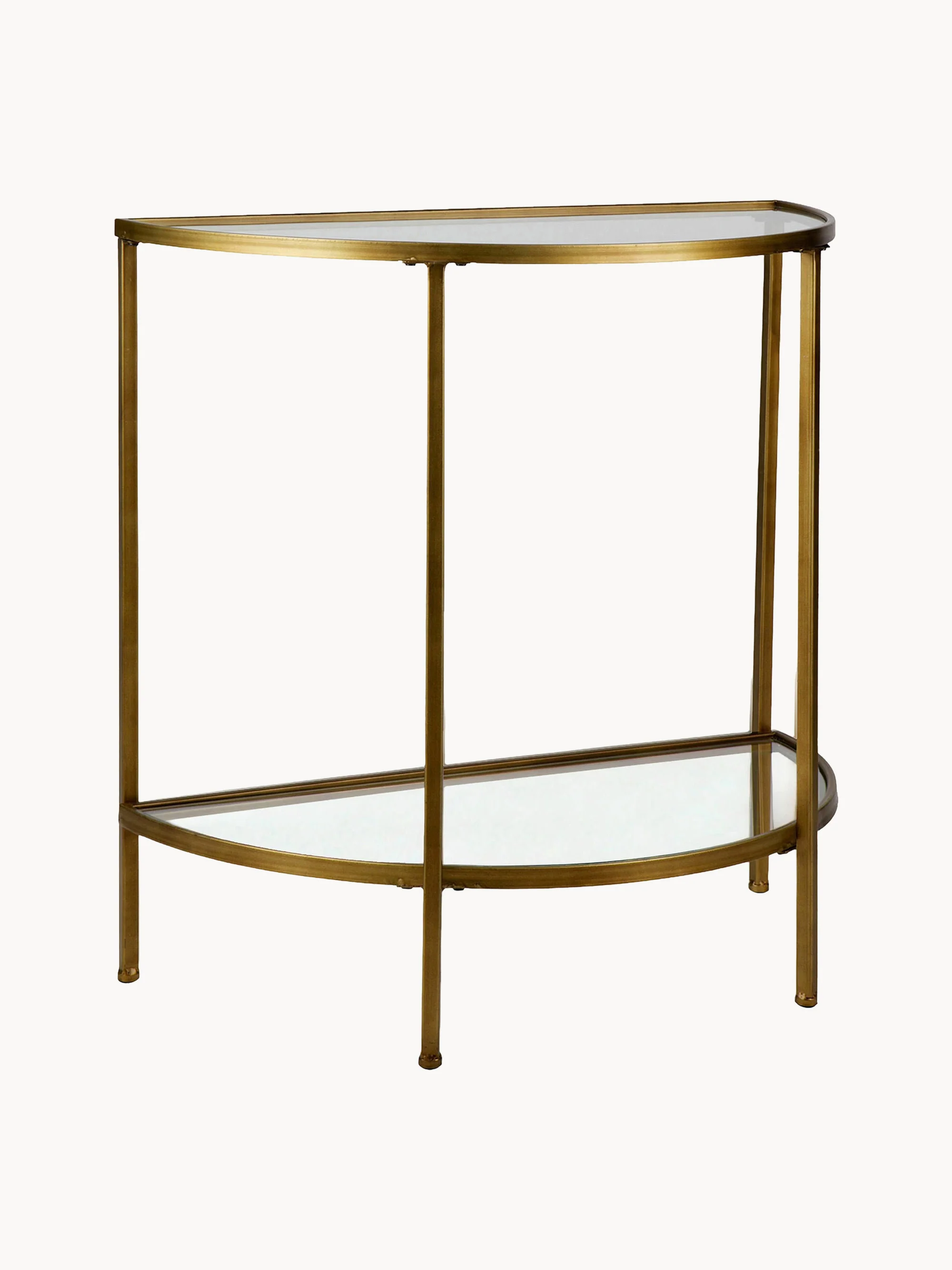 Halbrunde Glas-Konsole Goddess mit Antik-Finish