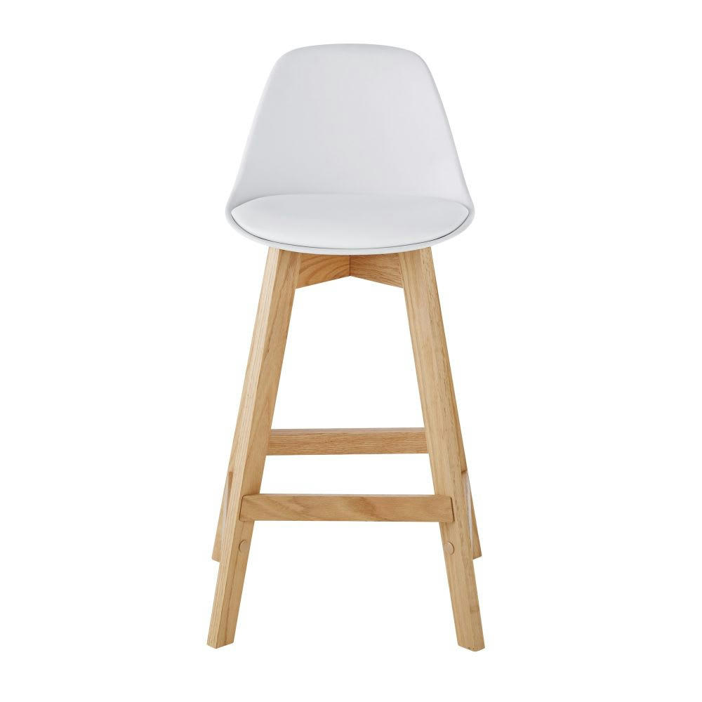 Ice - Chaise pour îlot central style scandinave blanche et chêne H66