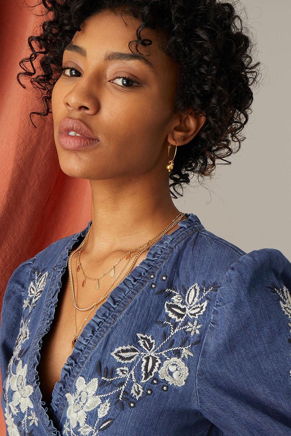 Monsoon Dianna' Denim Embroidered Wrap Dolly Dress