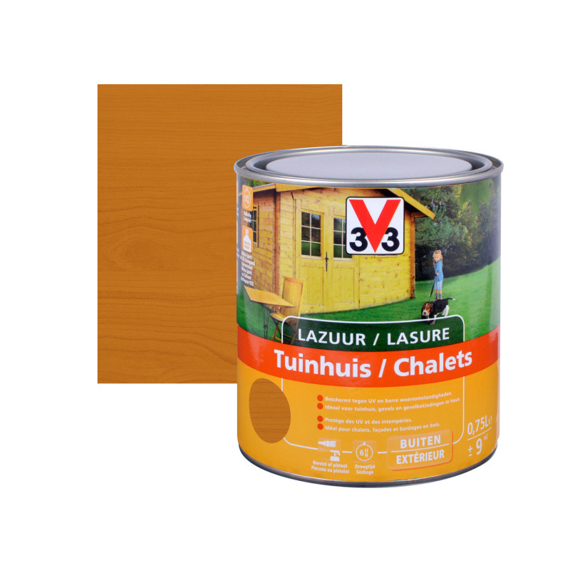 Lasure bois pour chalet satin chêne clair 0,75 L V33