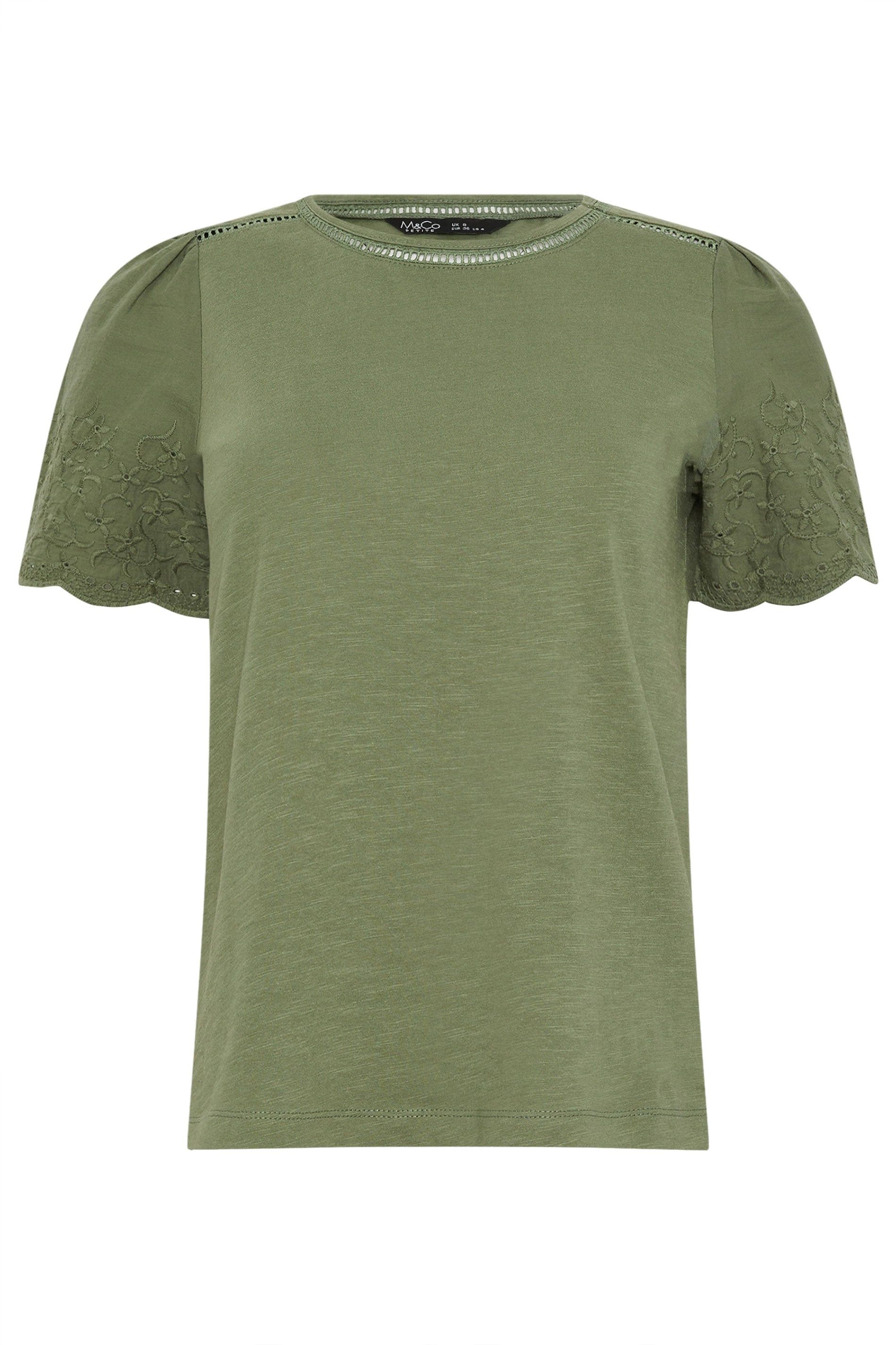 M&Co Petite Embroidered Cotton T-Shirt