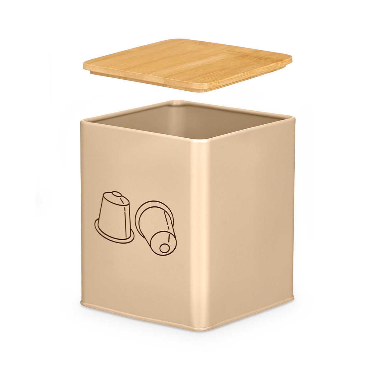 Lata bege para cápsulas