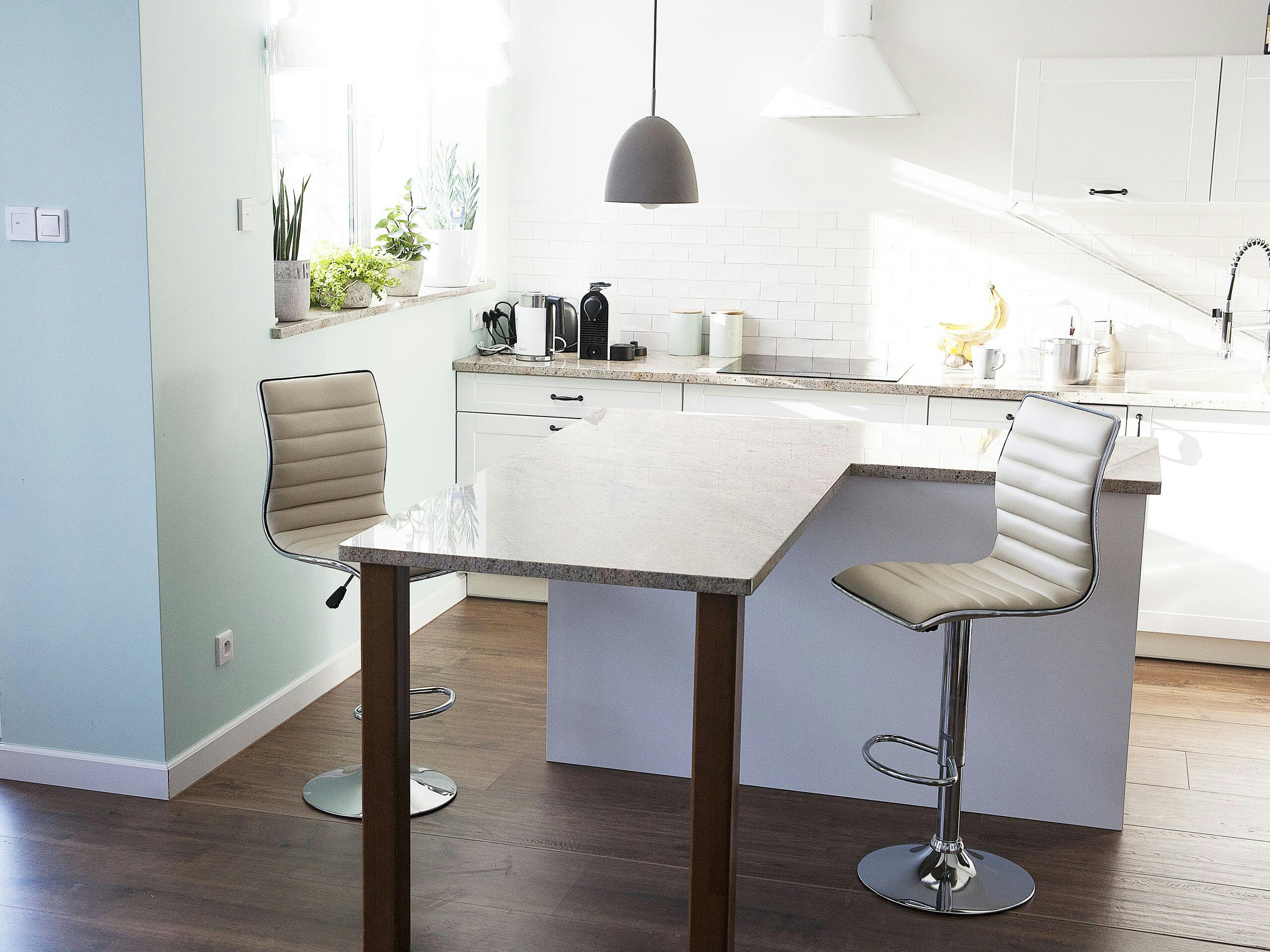 LUCERNE - Lot de 2 chaises de bar en tissu beige