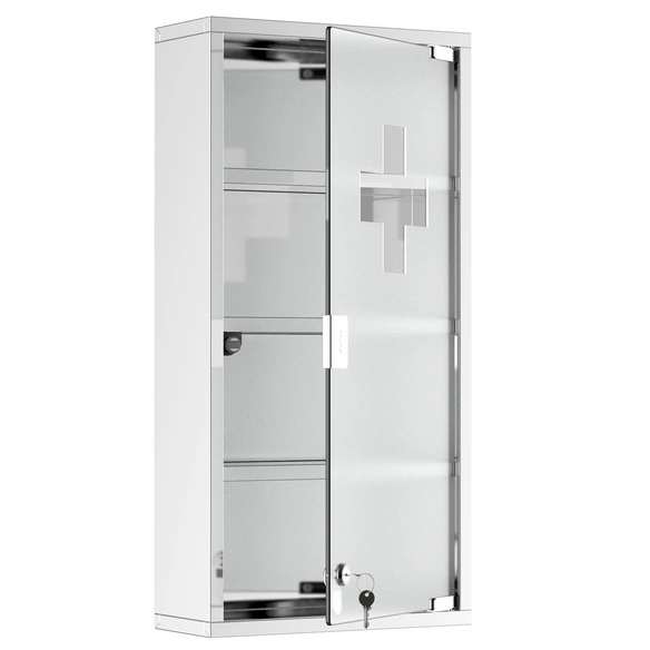 Medizinschrank, BxHxT: 30 x 60 x 12 cm, silberfarben, abschließbar