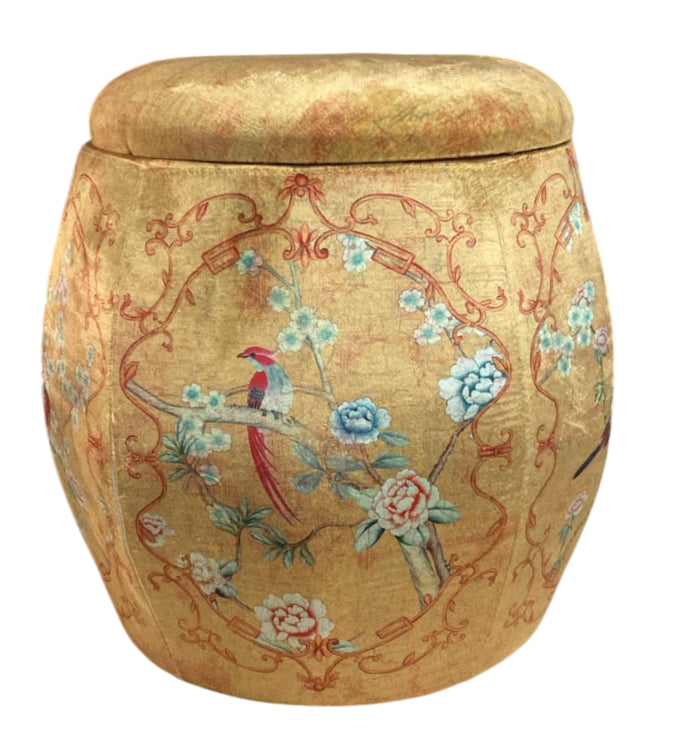 Fine Asianliving Velours Poef met Opbergruimte Rond