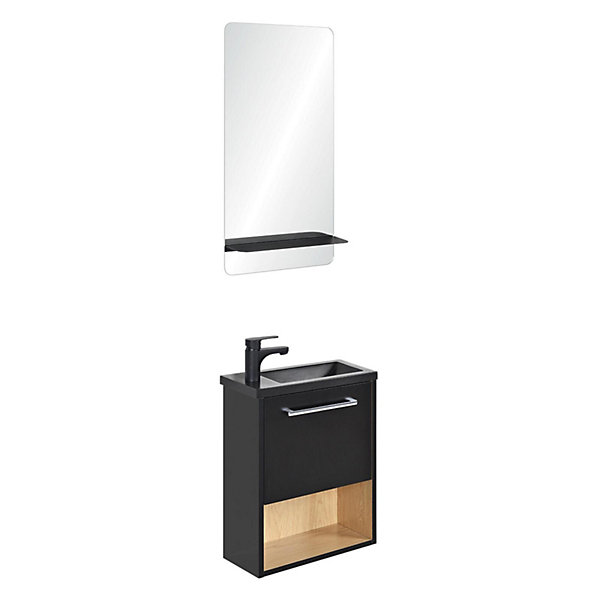 Ensemble lave-mains NIKA avec niche, robinet et miroir tablette