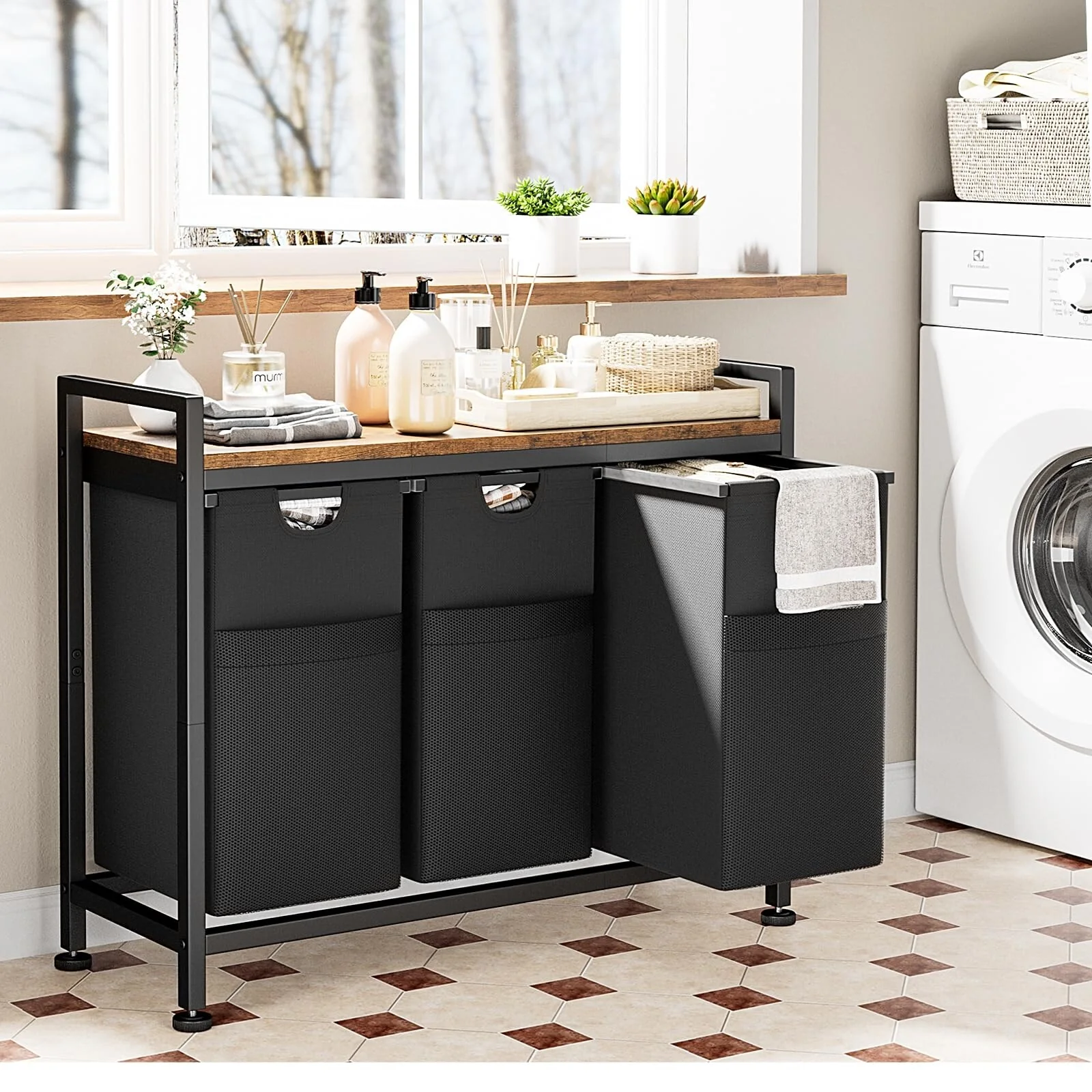 Laundry Sorter 112L/142L Laundry Hamper Organizer Laundry Basket with Removable Bags