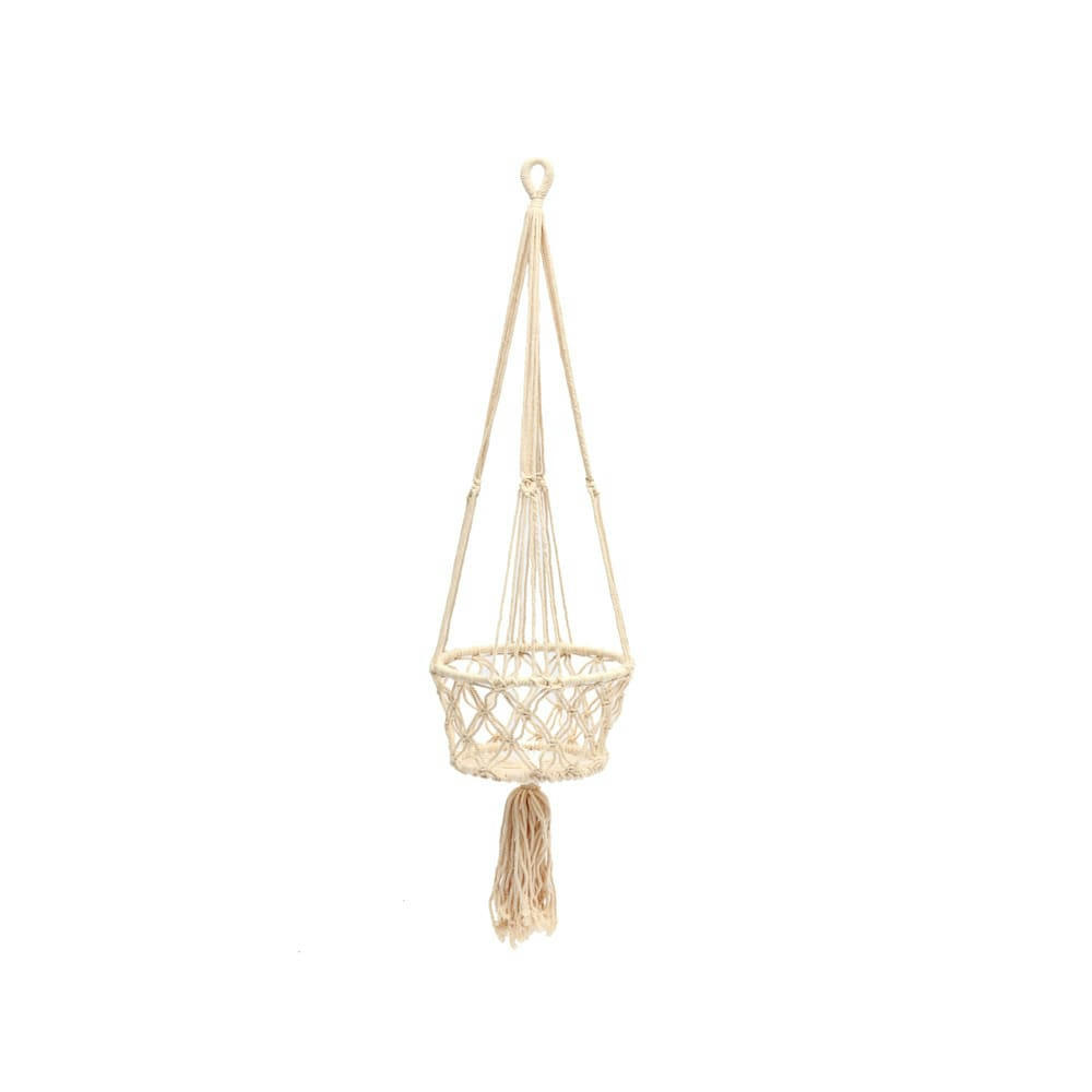 MACRAME - Suspension de plantes en coton blanc moyen