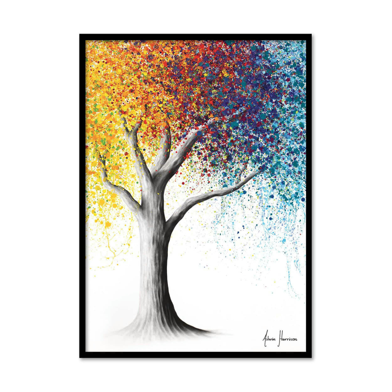 ASHVIN HARRISON - RAINBOW ROLLICKING TREE - ASHVIN HARRISON - Affiche d'art 30 x 40 cm
