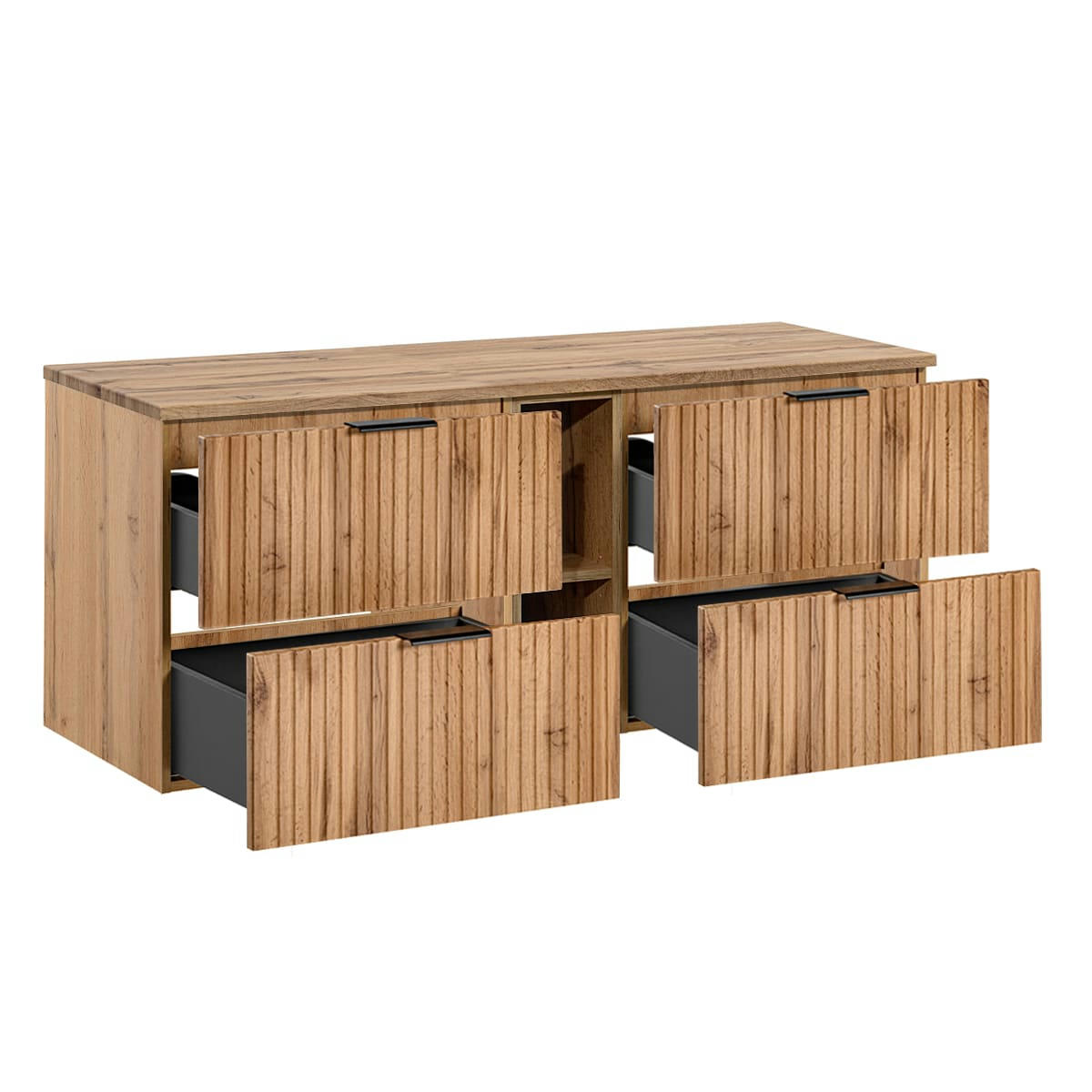 - Meuble sous-vasque 140cm 2 niches naturel