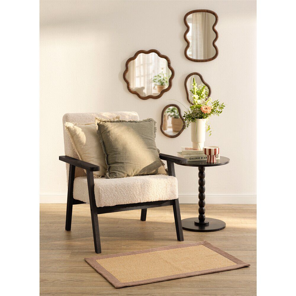 Miroir organique en bois effet noyer 20x27cm
