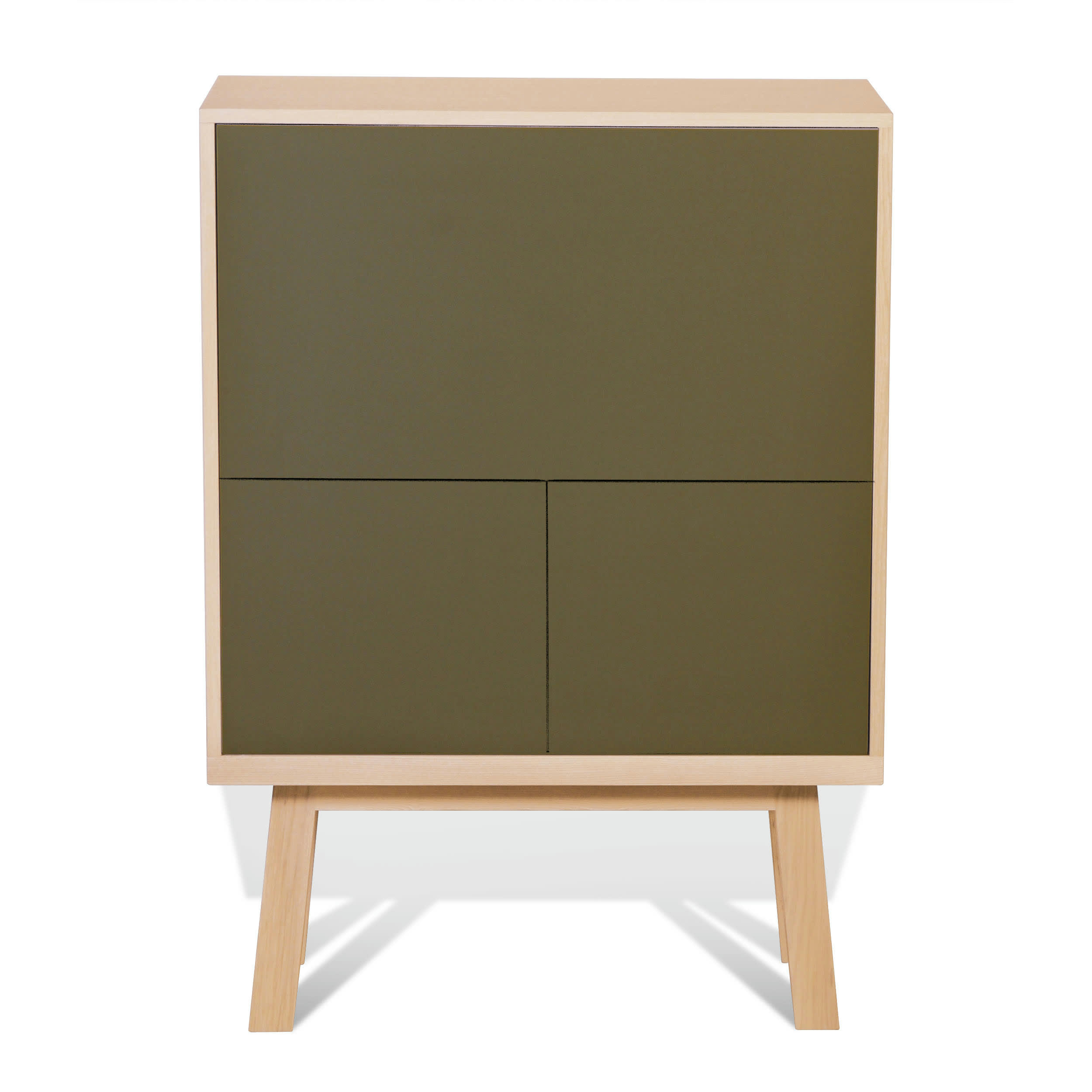 KUBE - Bureau secrétaire avec rangement de 90 cm de large, en frêne