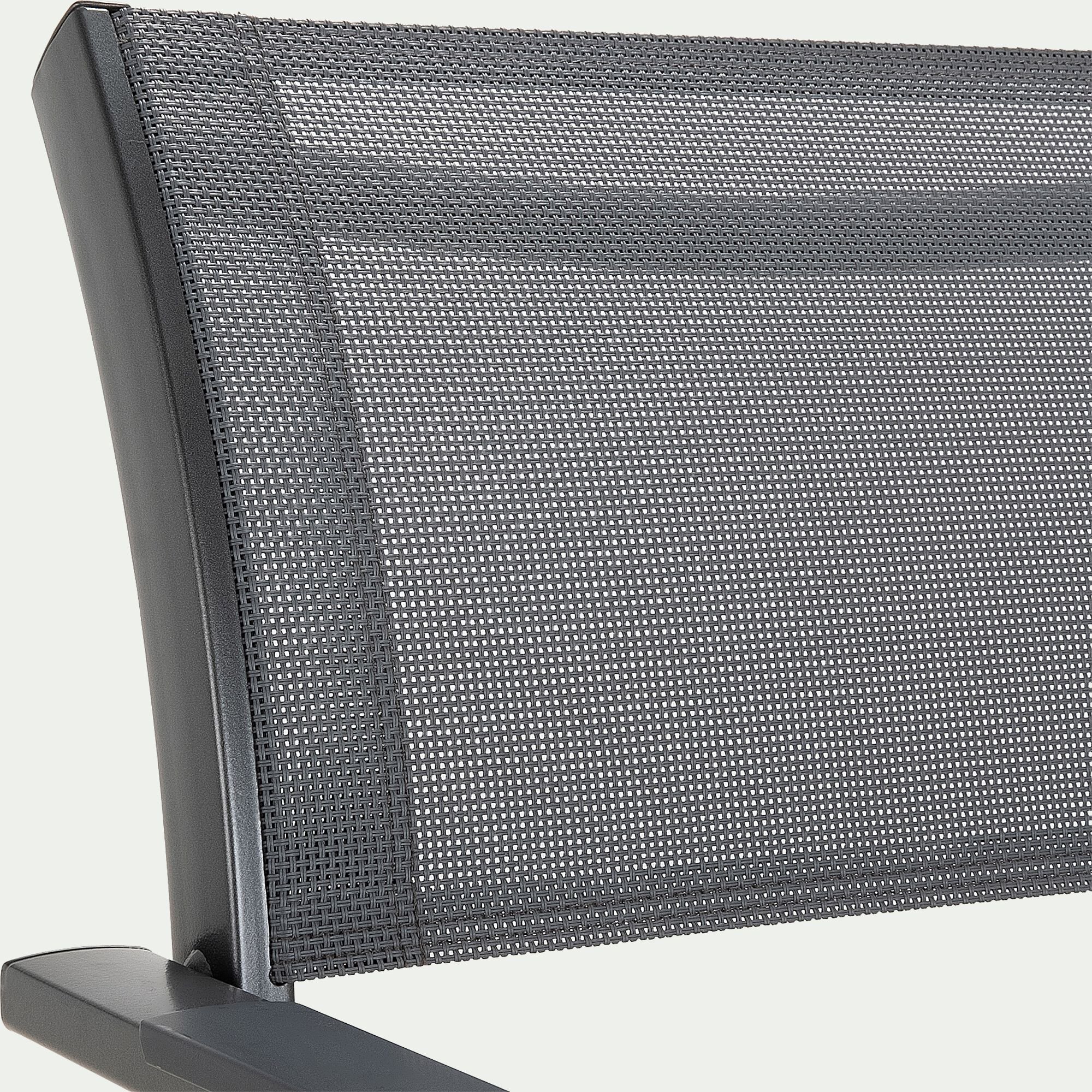ADANA - Chaise de jardin empilable avec accoudoirs en aluminium et textilène - gris