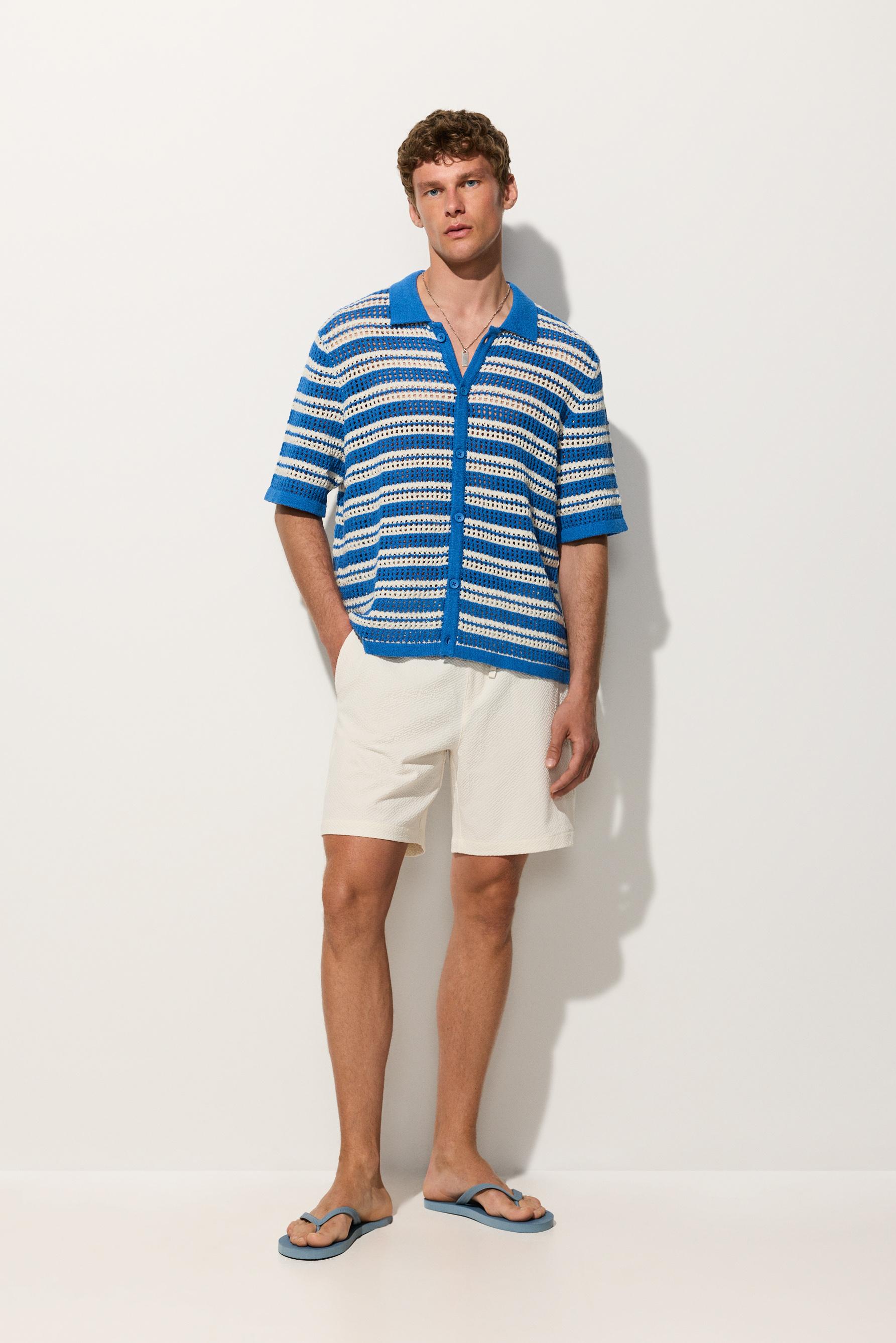 Hombre | Polo rayas azules crochet