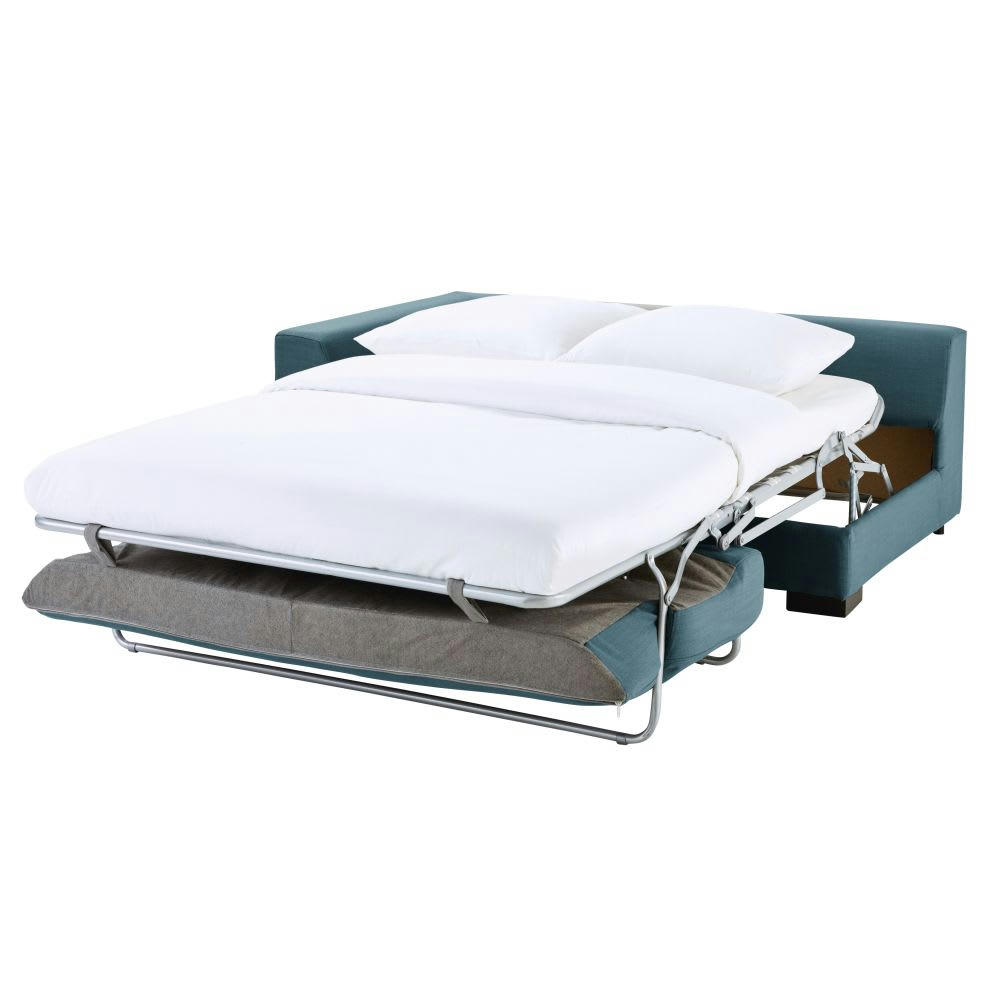 Terence - Accoudoir gauche pour canapé convertible modulable 2 places bleu pétrole