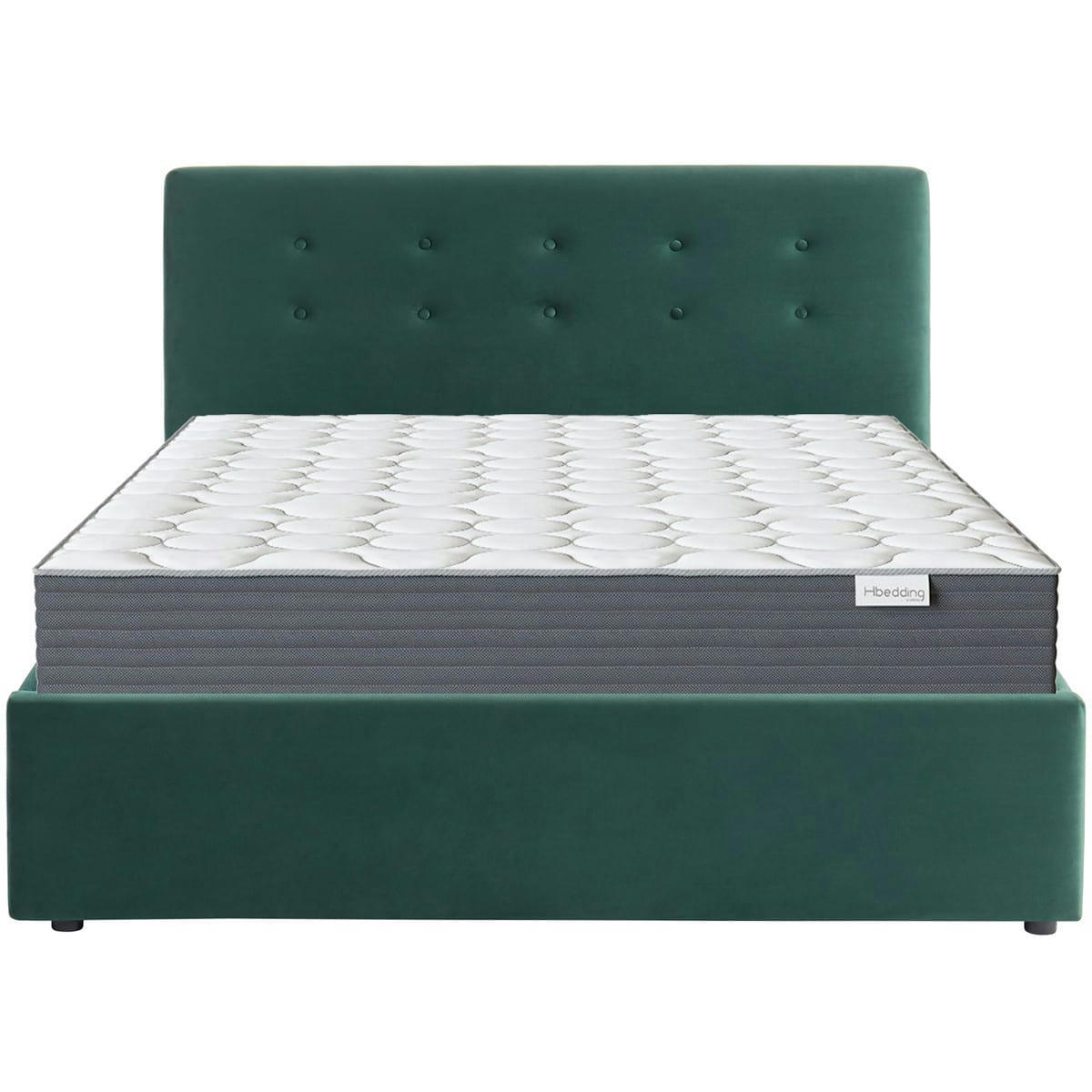 ENSEMBLE TINA & MEMO HR - Pack lit coffre 140x190 + matelas + tête de lit - vert