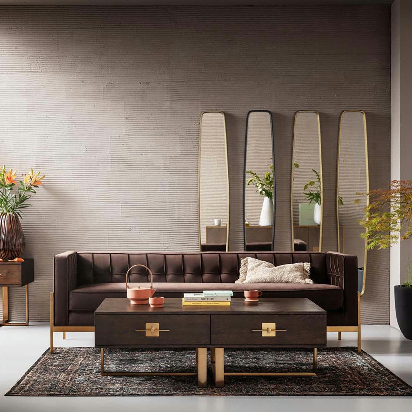 LOFT - Canapé 3 places en velours marron