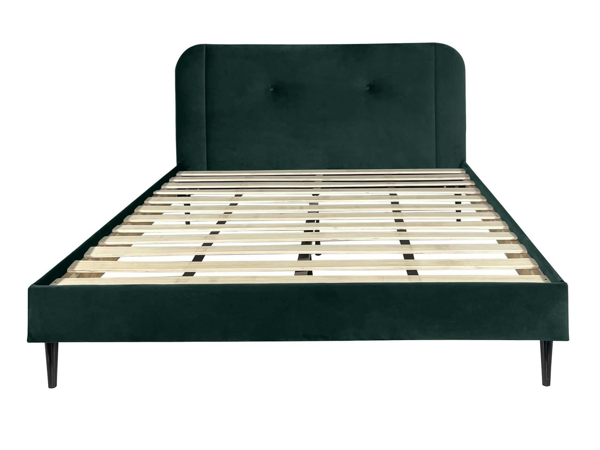 BRIANNA - Lit avec matelas 2 places  en velours vert bouteille 140x190