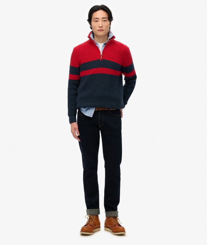 Cotton Classic Stripe Half-Zip Jumper