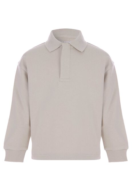 Younger Boys Stone Cotton Polo Sweatshirt