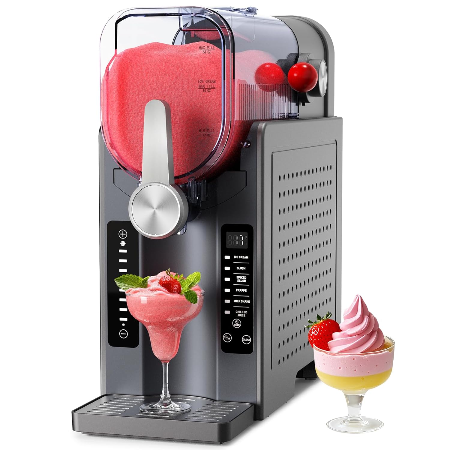 Slushie Machine: No Ice Needed Slushy Machine for Home, 6 Preset, Real-Time Temp Display, Auto-Clean | Frozen Margaritas, Cocktails, Frappés, Ice Cream, Smoothies, Milkshakes,Summer Parties