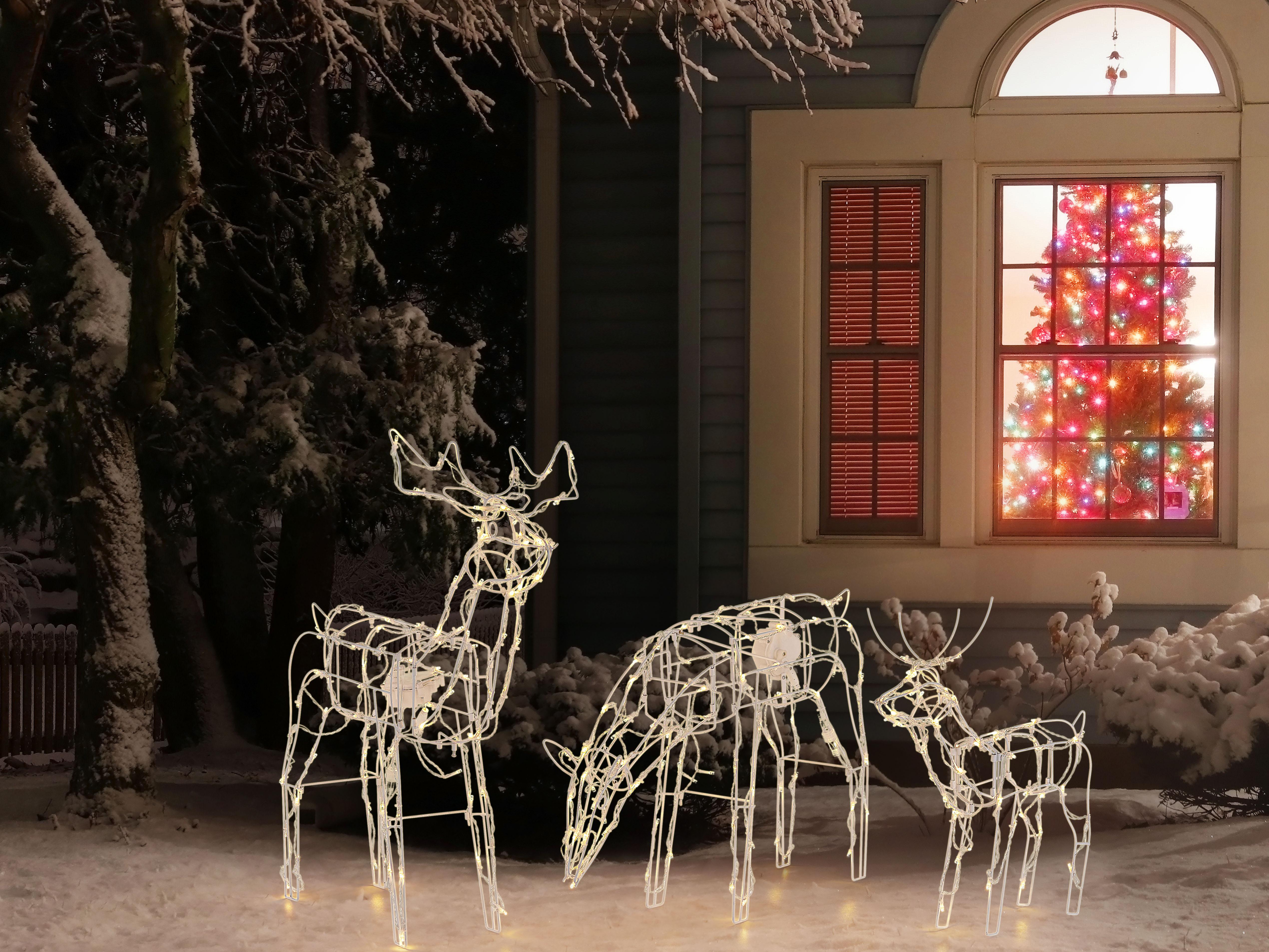 Outdoor Decoration LED MIKKELI Animated Reindeer 76/47/52 cm White