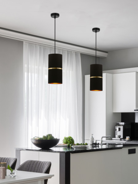 Lampa wisząca Gina abażur czarno-złota 1xE27x60W IP20 Candellux