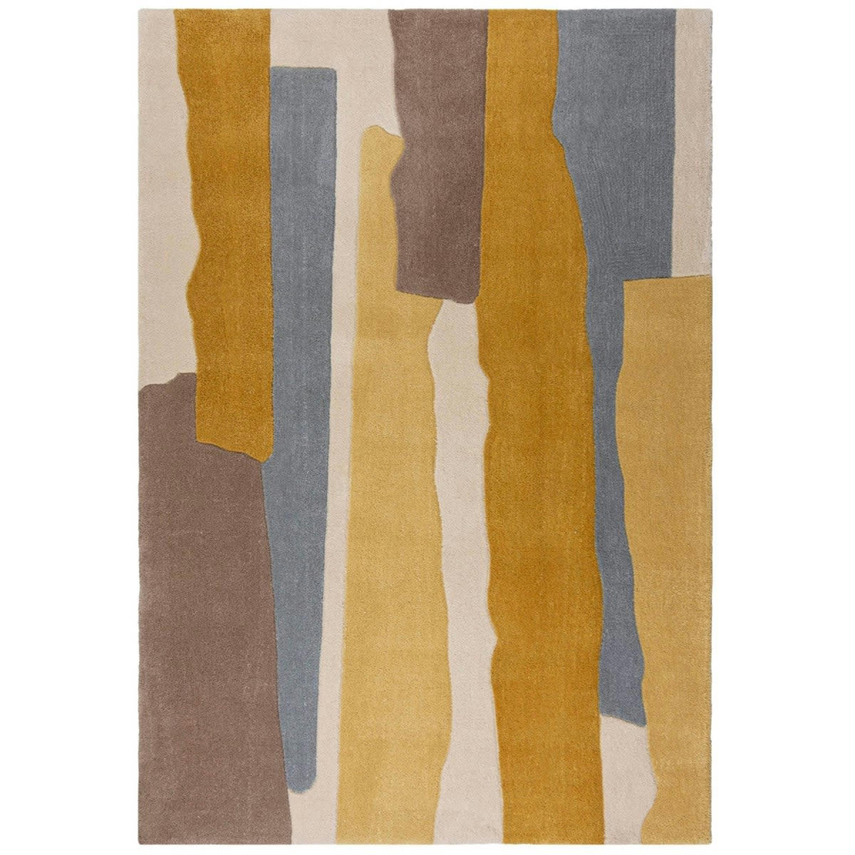 CALABRE - Tapis de salon moderne en Polyester Jaune moutarde 120x170 cm