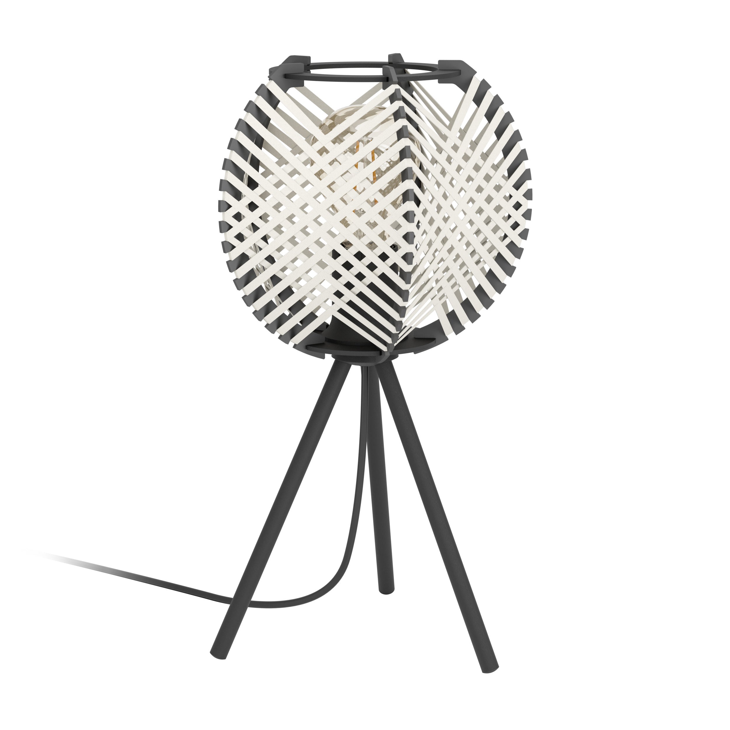 EGLO tafellamp Waverton - e27 - 40 cm - zwart/wit - textiel