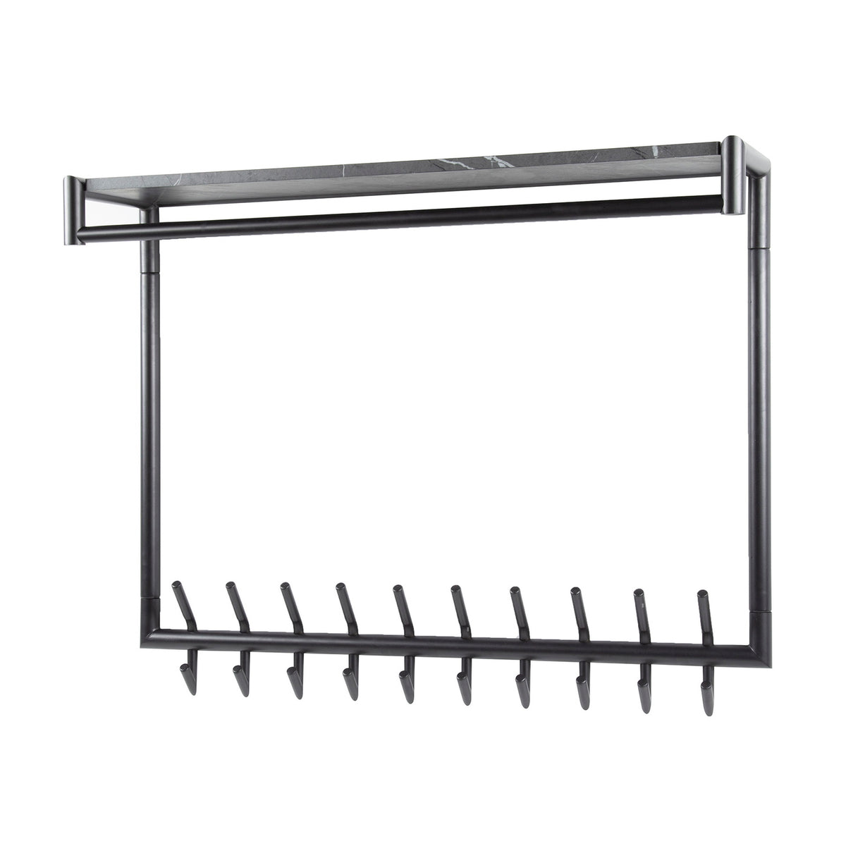 Giga Meubel Kapstok Roede - Zwart Metaal - 20 Haken - 100x27x80cm
