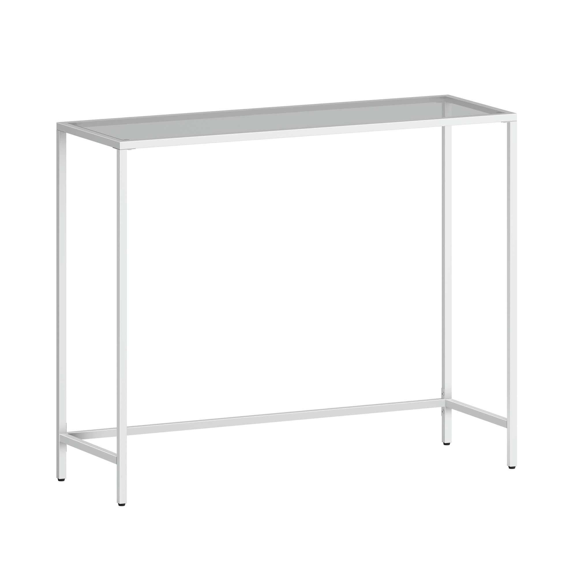 - Table console style moderne verre acier gris blanc