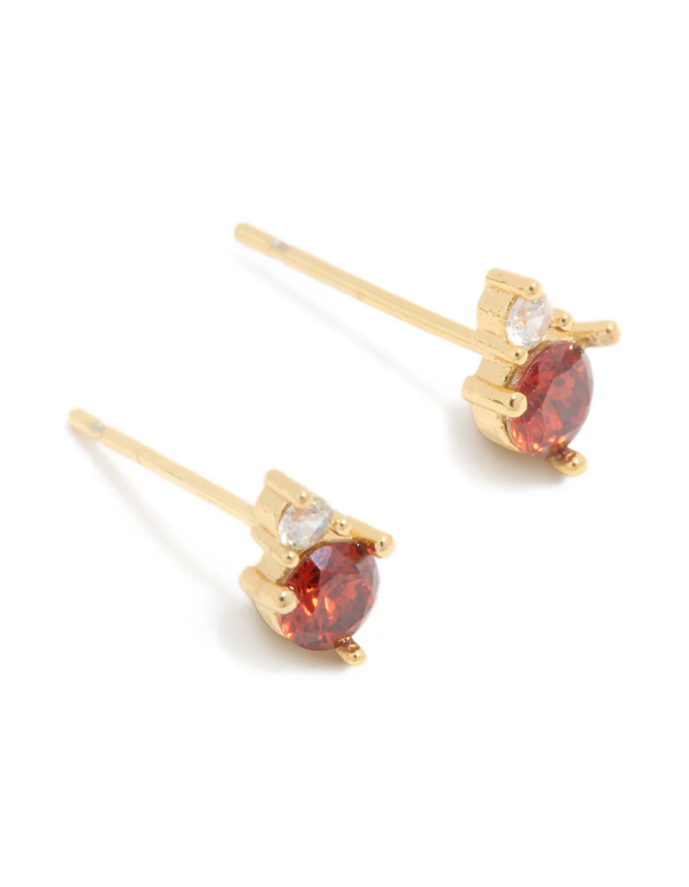 Waterproof Gold Plated Stainless Steel July Cubic Zirconia Duo Stud Earrings