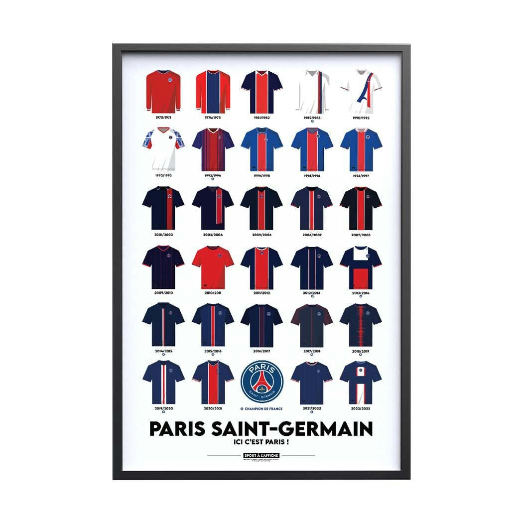 FOOT - Affiche Foot -PSG Maillots Historiques   - 30 x 40cm