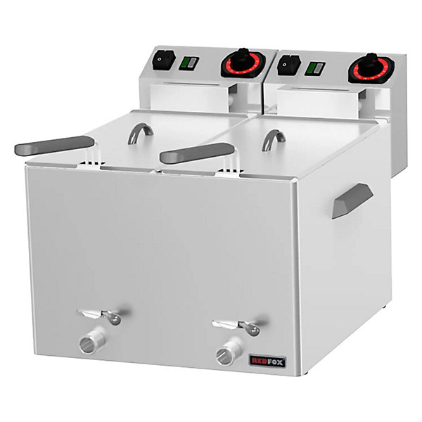 Friteuse électrique double pour les poissons 0,43 kW/l, 8 8 l TOP avec robinet de vidange 230 V FE 88 V - Redfox