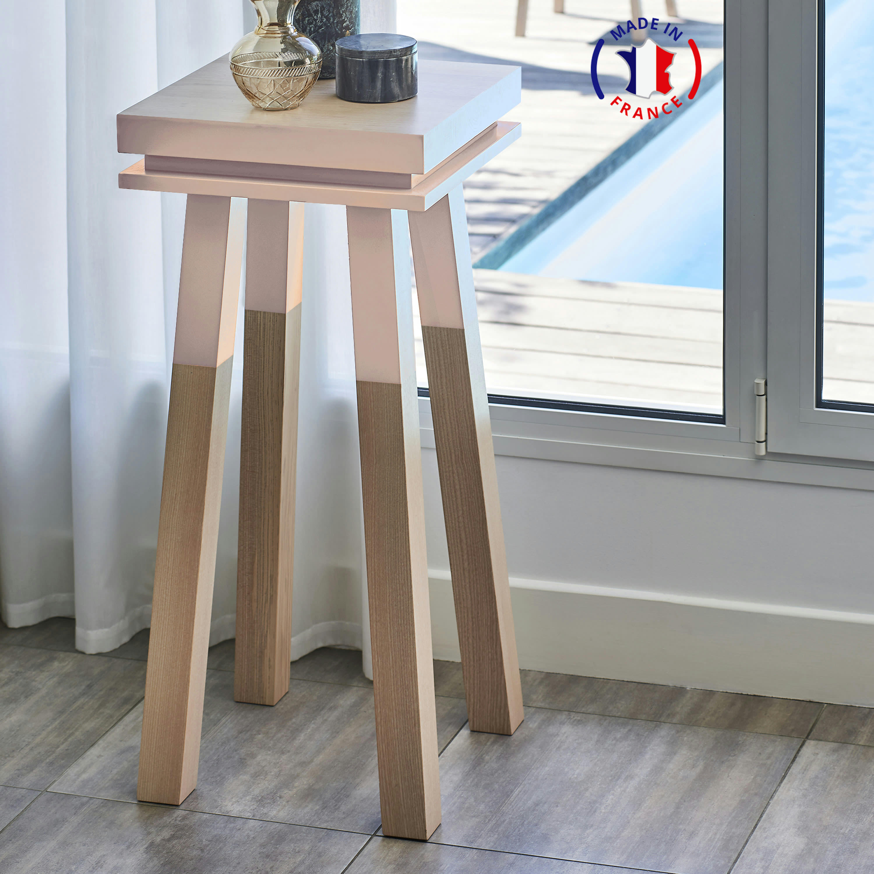 EGEE - Stèle Guéridon plateau 40 cm, 100%  frêne massif