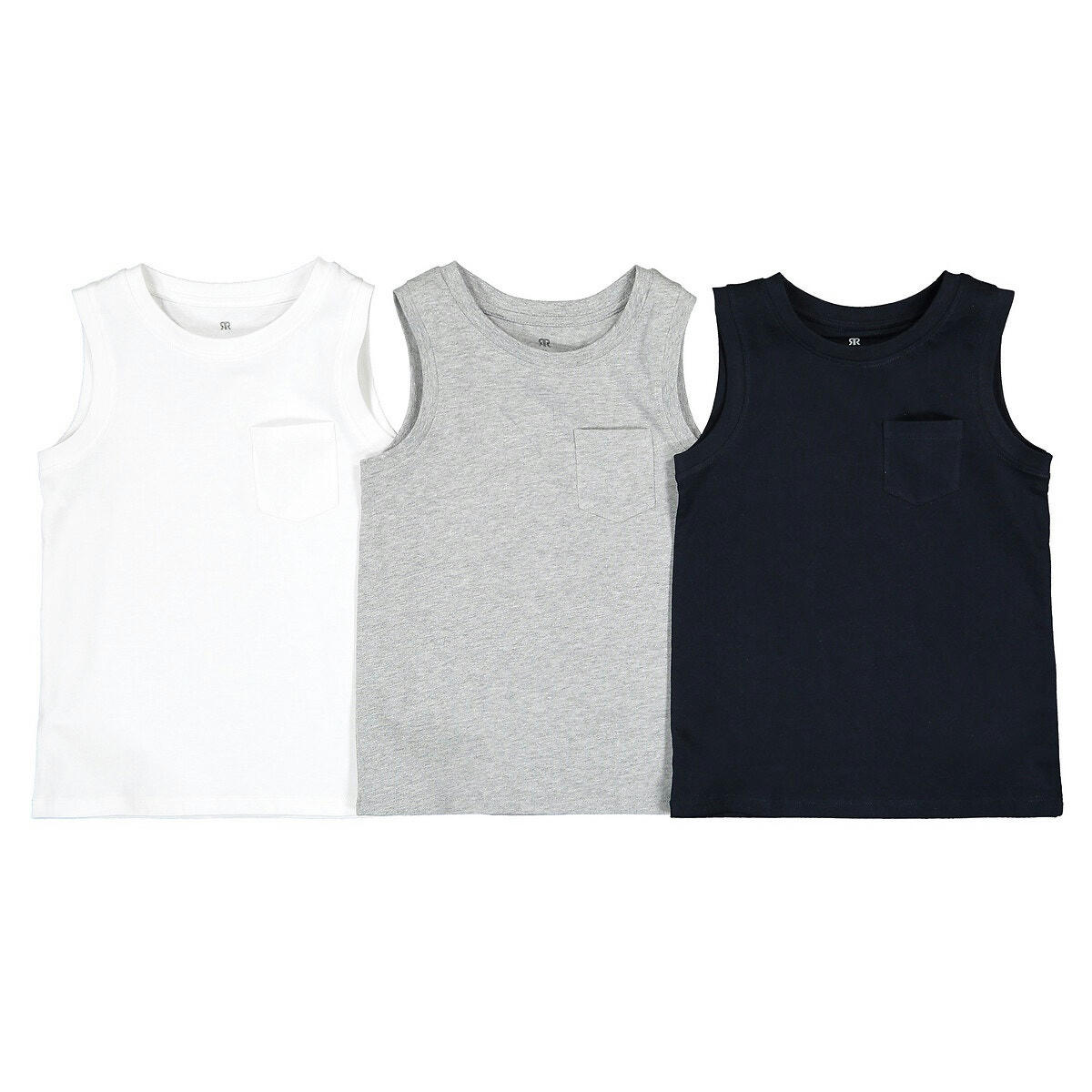 Lot de 3 débardeurs unis en coton bio
