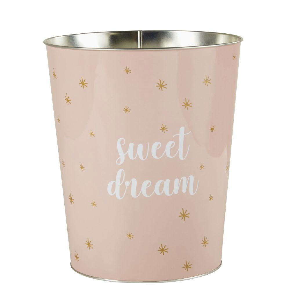 SWEET DREAMS - Corbeille en métal rose imprimé