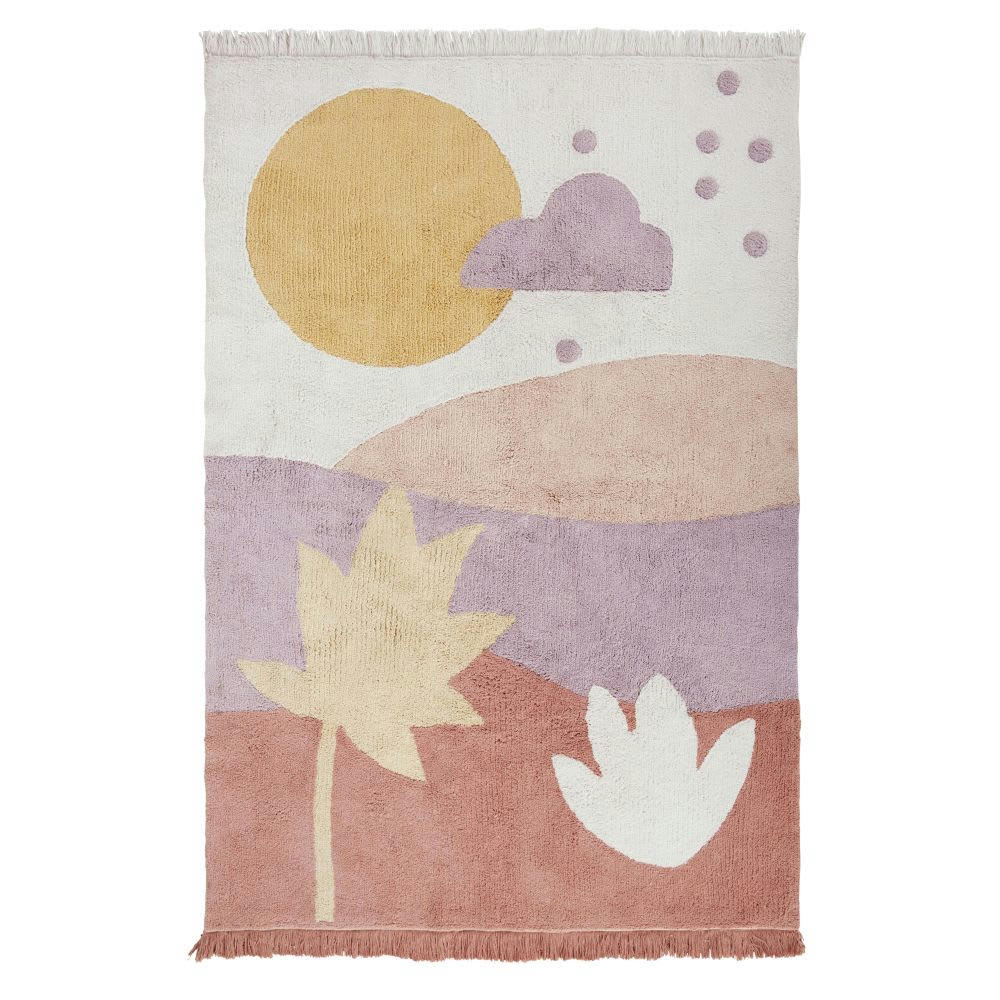 ORANA - Tapis enfant en coton recyclé tufté imprimé paysage multicolore 120x180