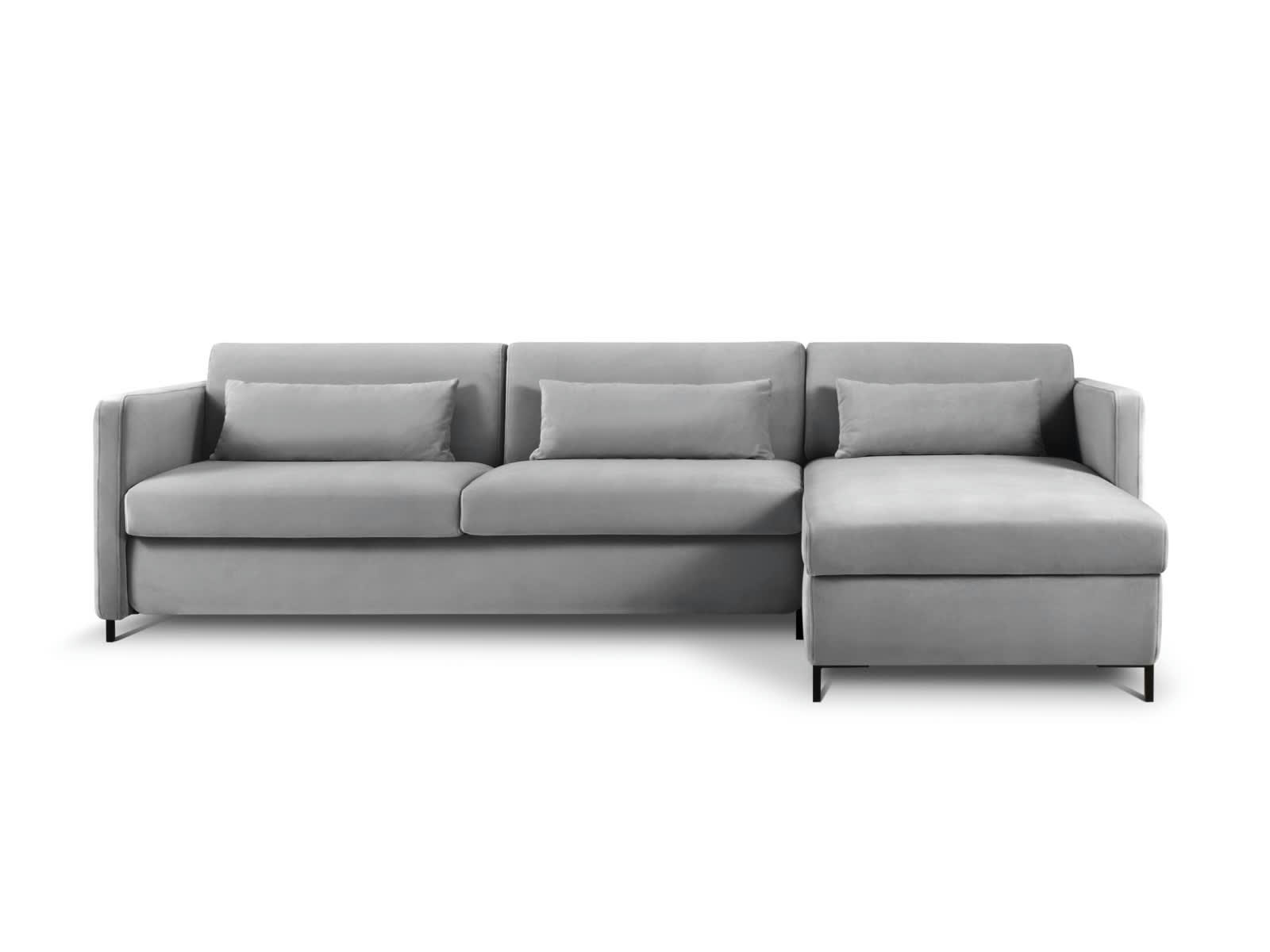 YANIS - Canapé D'Angle Gauche Convertible 5 places en Velours Gris Foncé