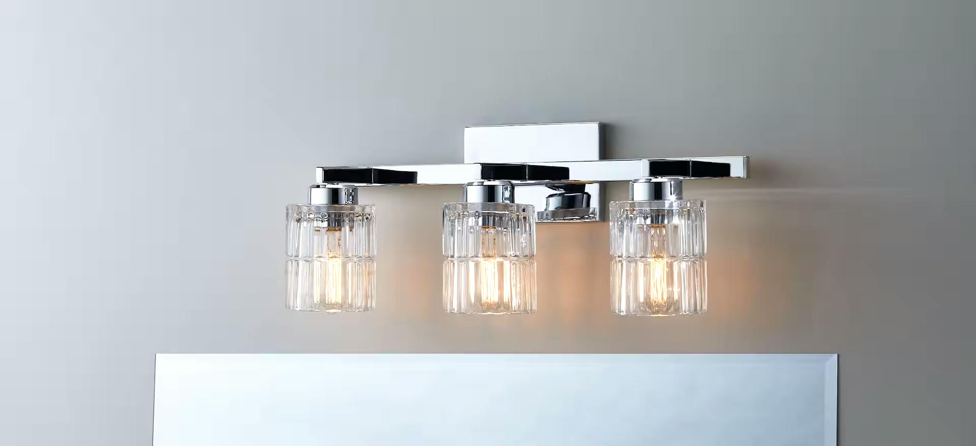 CANVAS Waverly 3-Light Vanity Light with Clear Shades, Chrome